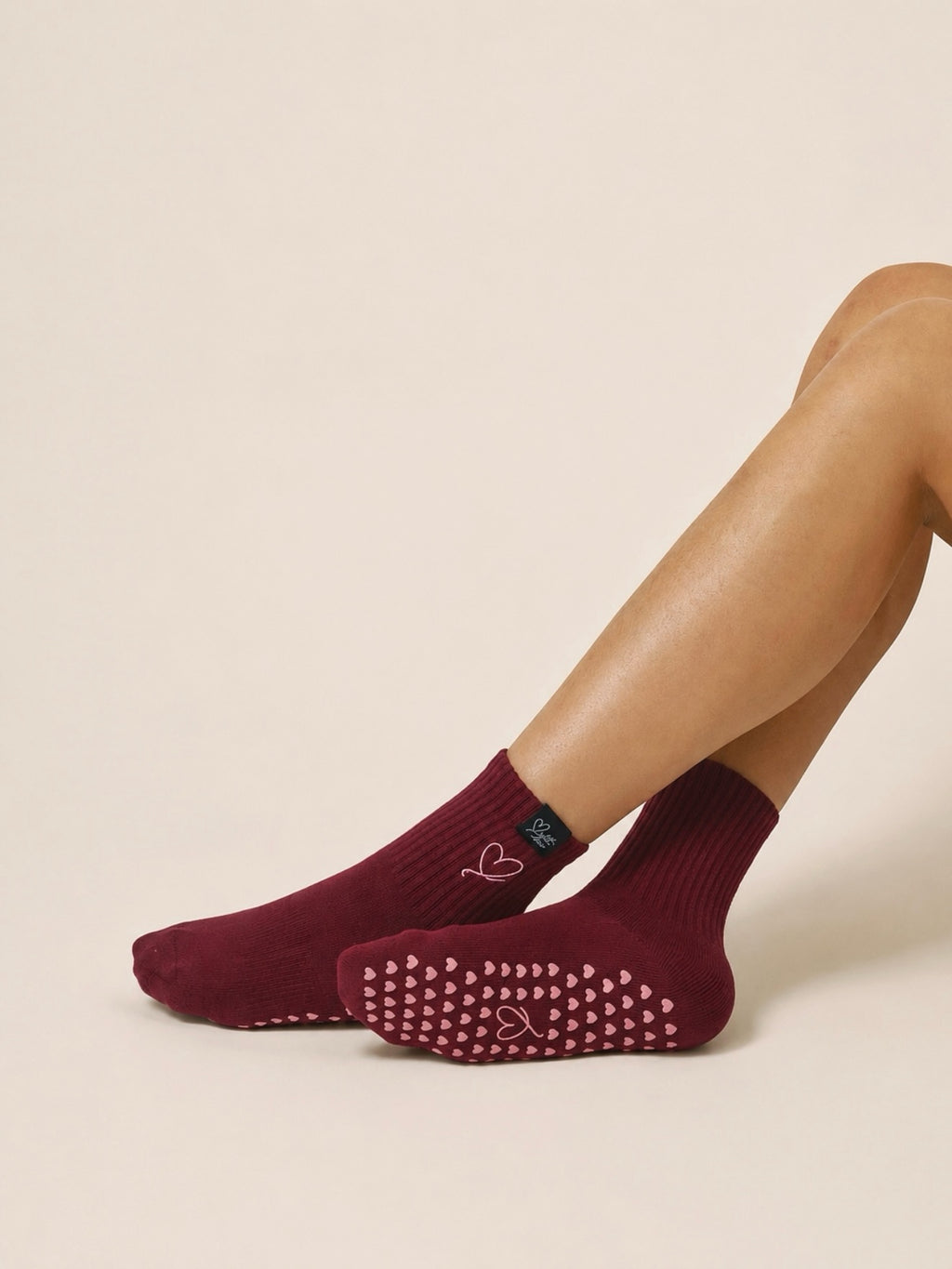 "With Love" Crew Sock (Deep Wine)