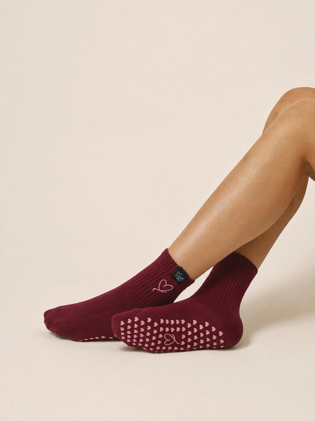"With Love" Crew Sock (Deep Wine)